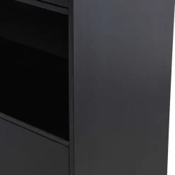 Wohnen Schmaler Hochschrank in Schwarz Kiefernholz teilmassiv - Niwidus