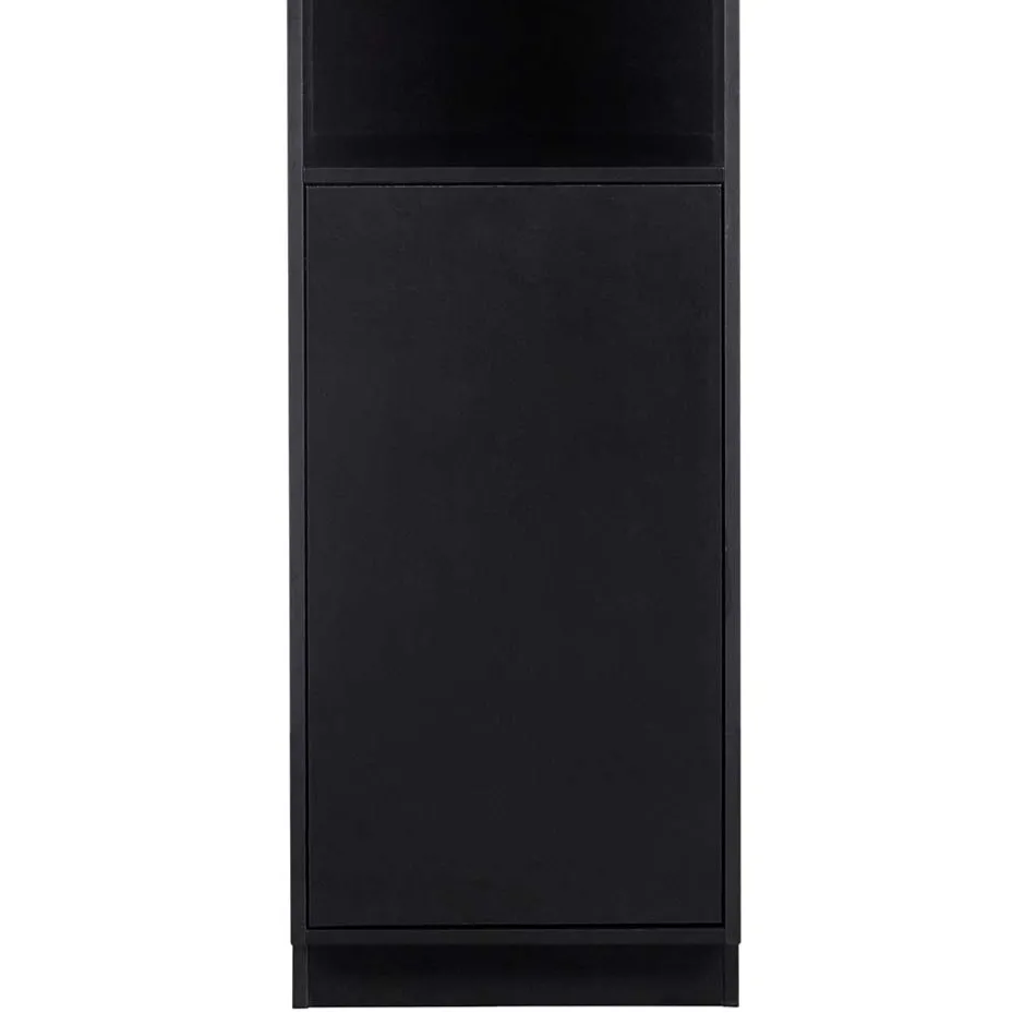 Wohnen Schmaler Hochschrank in Schwarz Kiefernholz teilmassiv - Niwidus