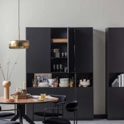 Wohnen Schmaler Hochschrank in Schwarz Kiefernholz teilmassiv - Niwidus