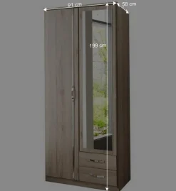 Schmaler Kleiderschrank mit zwei Schubladen - Lagunara^Wohnen Best