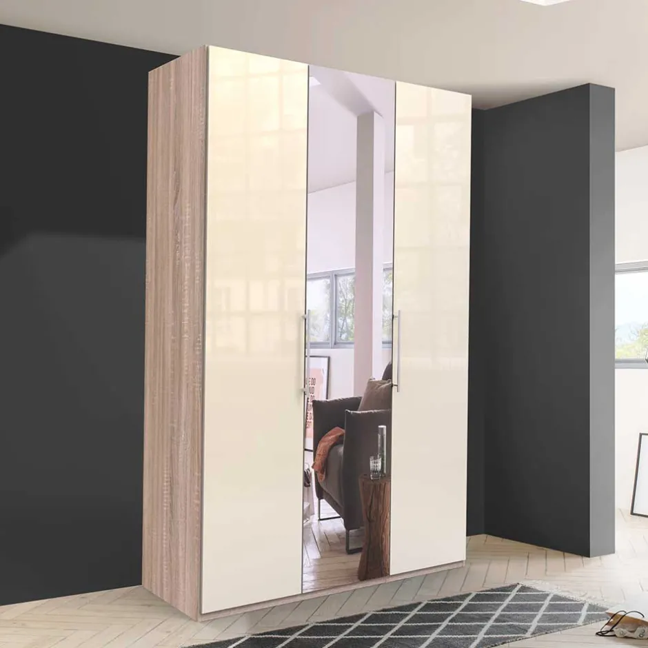 Schmaler Schlafzimmer Schrank mit Spiegel - Rativian^Wohnen Outlet