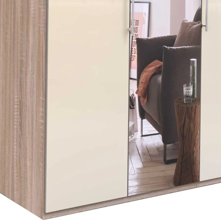 Schmaler Schlafzimmer Schrank mit Spiegel - Rativian^Wohnen Outlet