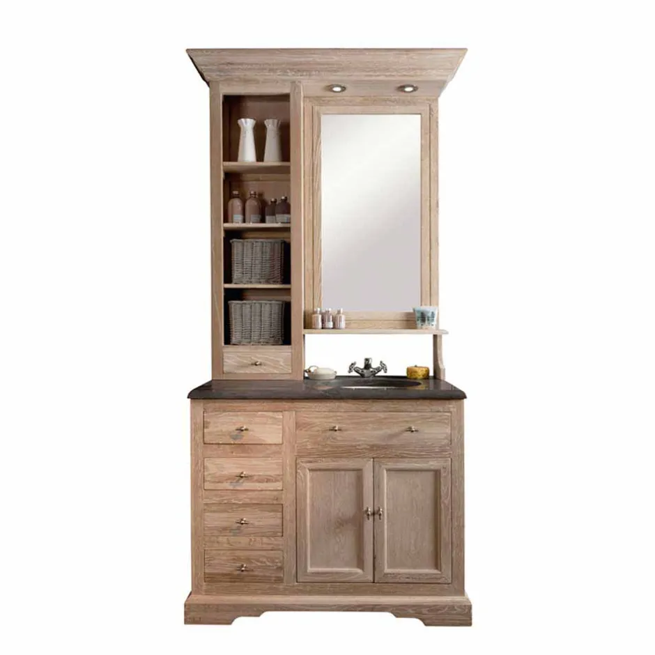 Schmales Badezimmermöbel-Set Vish im rustikalen Landhausstil^Wohnen New