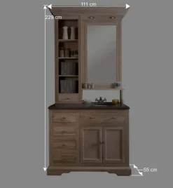 Schmales Badezimmermöbel-Set Vish im rustikalen Landhausstil^Wohnen New