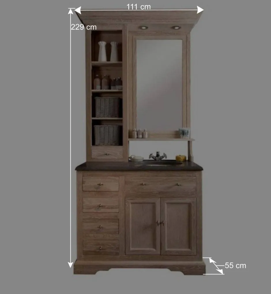 Schmales Badezimmermöbel-Set Vish im rustikalen Landhausstil^Wohnen New