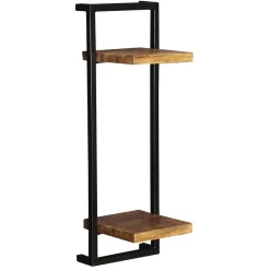 Wohnen Schmales Industrial Wandregal mit zwei Holzablagen - Evradon