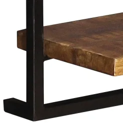 Wohnen Schmales Industrial Wandregal mit zwei Holzablagen - Evradon