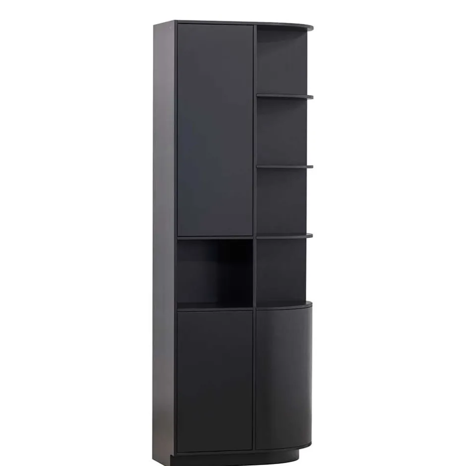 Wohnen Schrank einseitig abgerundet in Schwarz - Niwidus