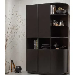 Wohnen Schrank einseitig abgerundet in Schwarz - Niwidus