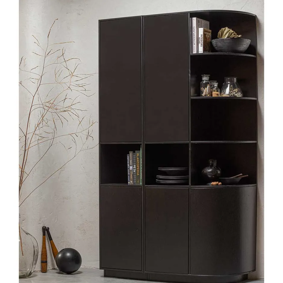 Wohnen Schrank einseitig abgerundet in Schwarz - Niwidus