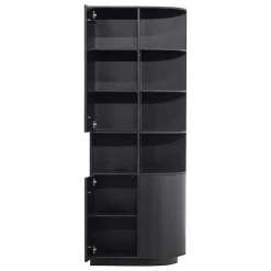 Wohnen Schrank einseitig abgerundet in Schwarz - Niwidus