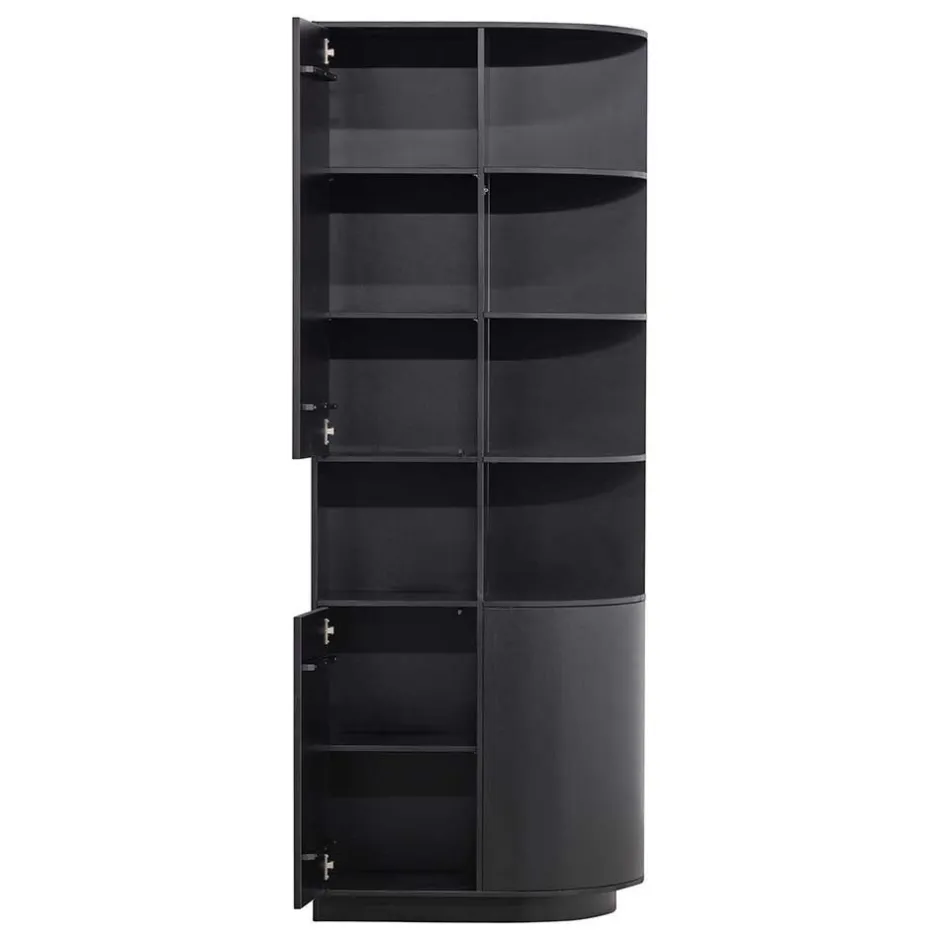 Wohnen Schrank einseitig abgerundet in Schwarz - Niwidus