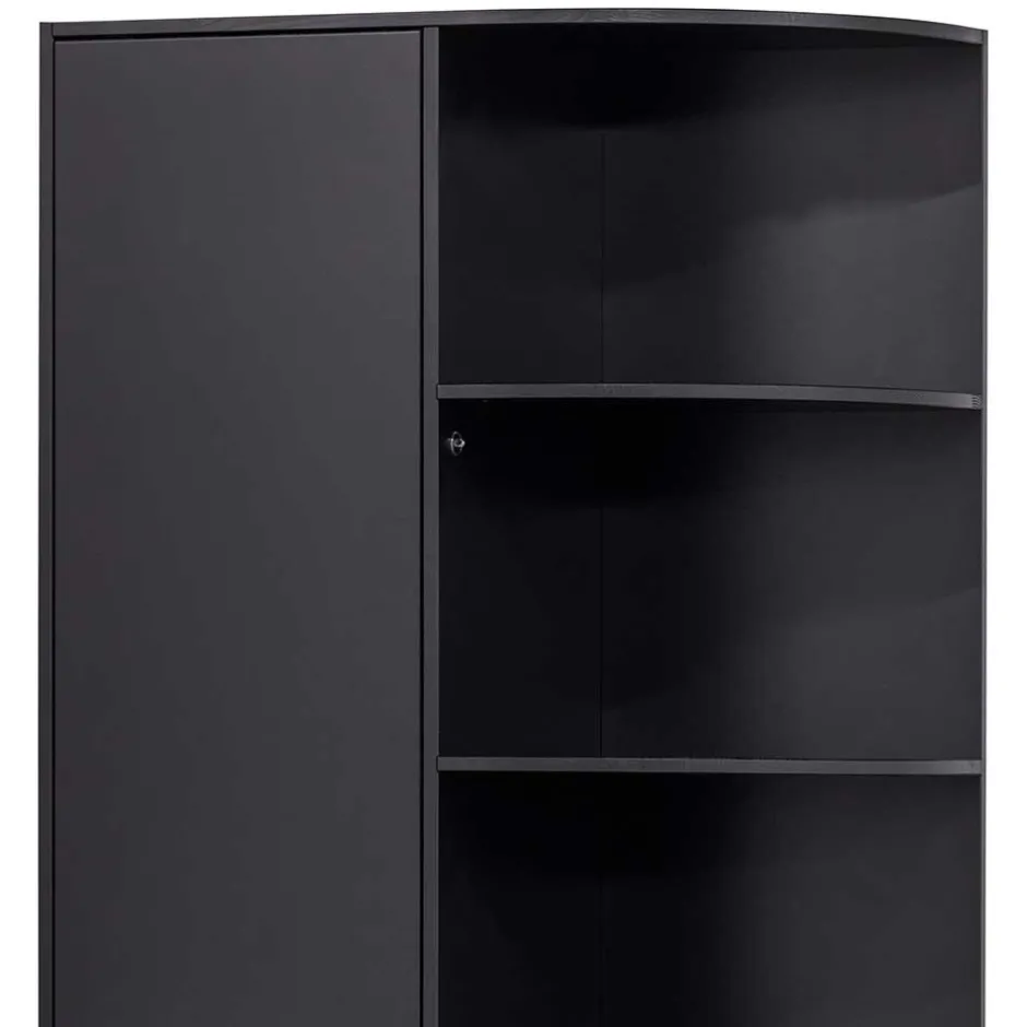 Wohnen Schrank einseitig abgerundet in Schwarz - Niwidus