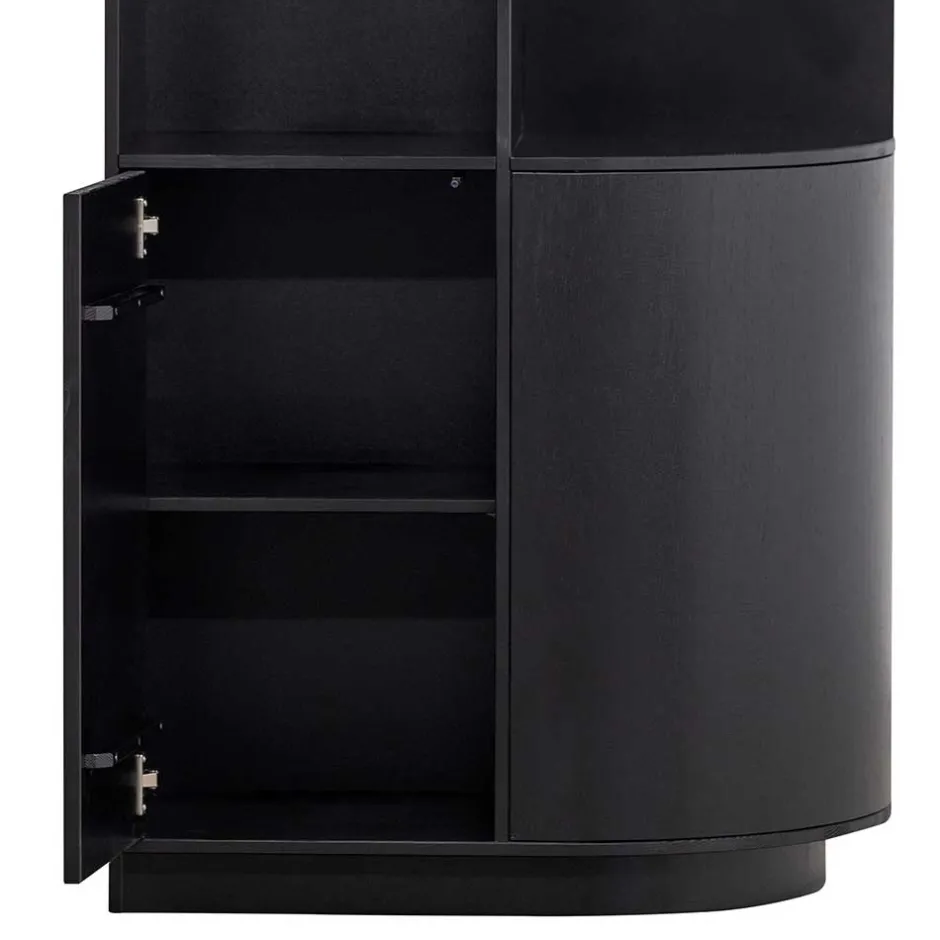 Wohnen Schrank einseitig abgerundet in Schwarz - Niwidus