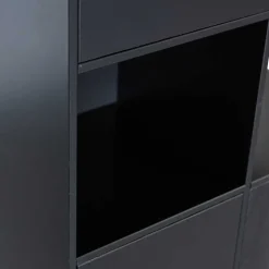 Wohnen Schrank einseitig abgerundet in Schwarz - Niwidus
