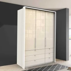 Schrank fürs Schlafzimmer in Creme Glas & Weiß - Zidarie^Wohnen New