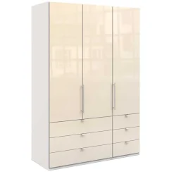 Schrank fürs Schlafzimmer in Creme Glas & Weiß - Zidarie^Wohnen New