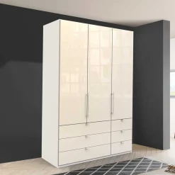 Schrank fürs Schlafzimmer in Creme Glas & Weiß - Zidarie^Wohnen New