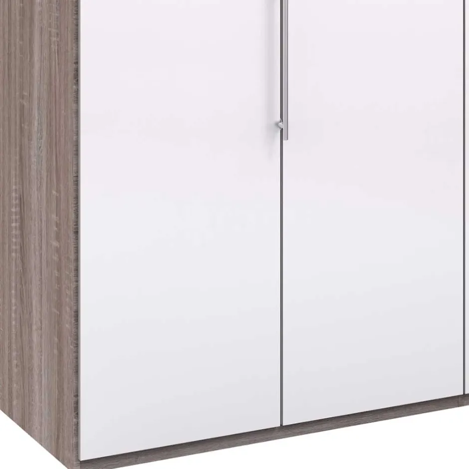 Wohnen Schrank in Weiß Glas & Eiche Dunkel - Empresian