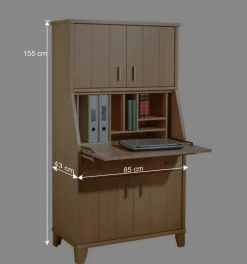 Wohnen Schrank mit Schreibklappe in Buche Natur - Lidoral