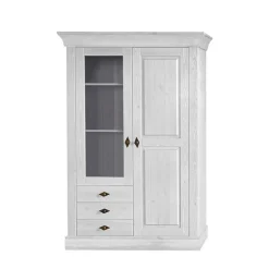 Wohnen Schrank Vitrine Satumare in Weiß Kiefer teilmassiv