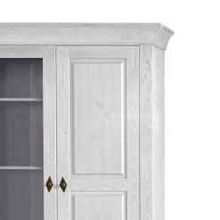 Wohnen Schrank Vitrine Satumare in Weiß Kiefer teilmassiv