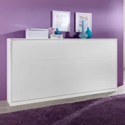 Wohnen Schrankbett in Weiß aus Metall mit Matratze - Dynamic