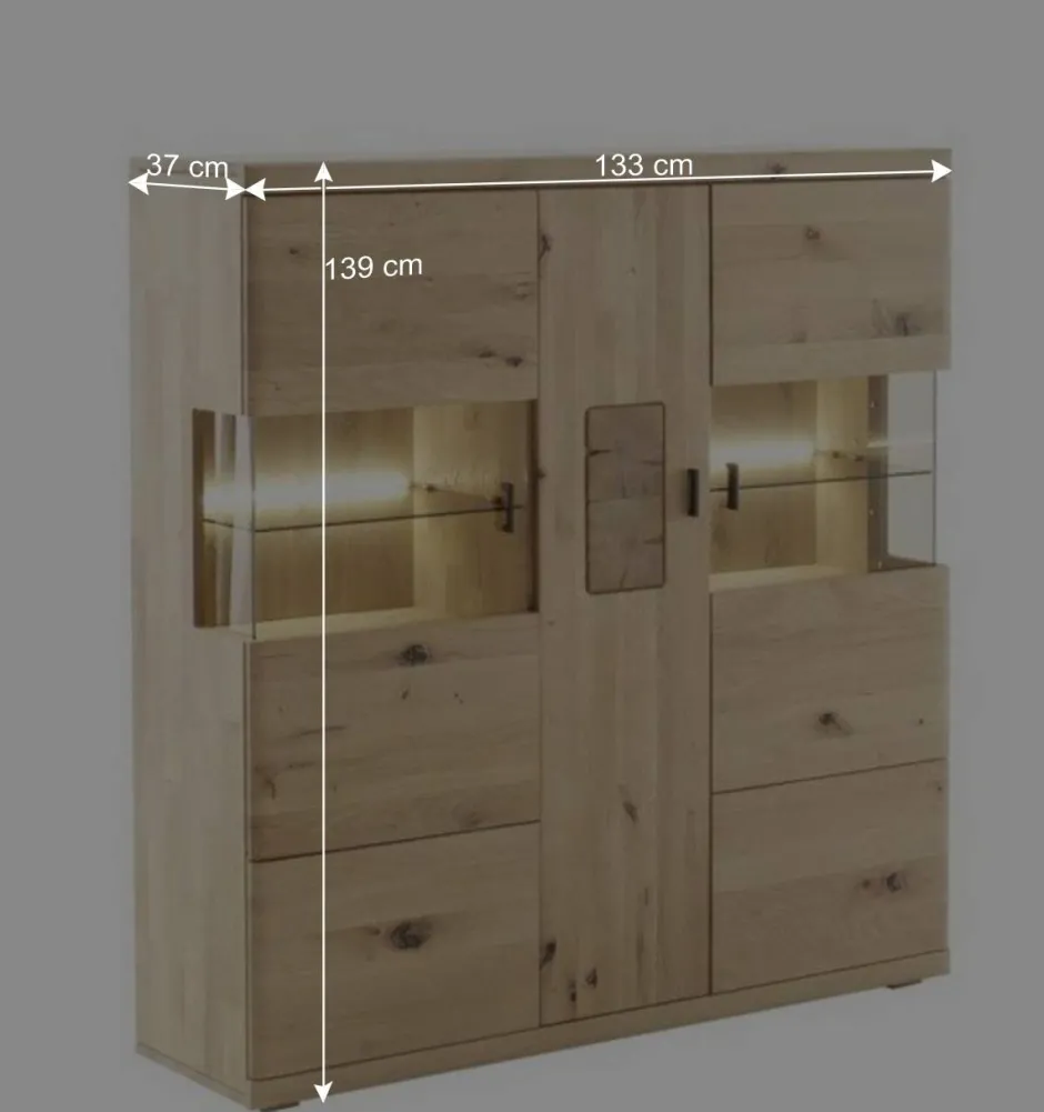 Schrankvitrine aus hellem Asteiche Massivholz - Losiamos^Wohnen Best