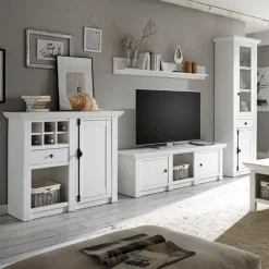 Schrankwand Chelles im weißem Landhaus-Stil (vierteilig)^Wohnen New