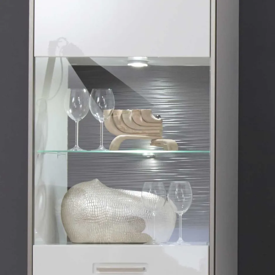 Wohnen Schrankwand Tacroma in Weiß Hochglanz (fünfteilig)