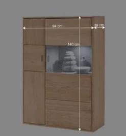 Wohnen Schrankwand Vernella in Eiche Bianco (vierteilig)