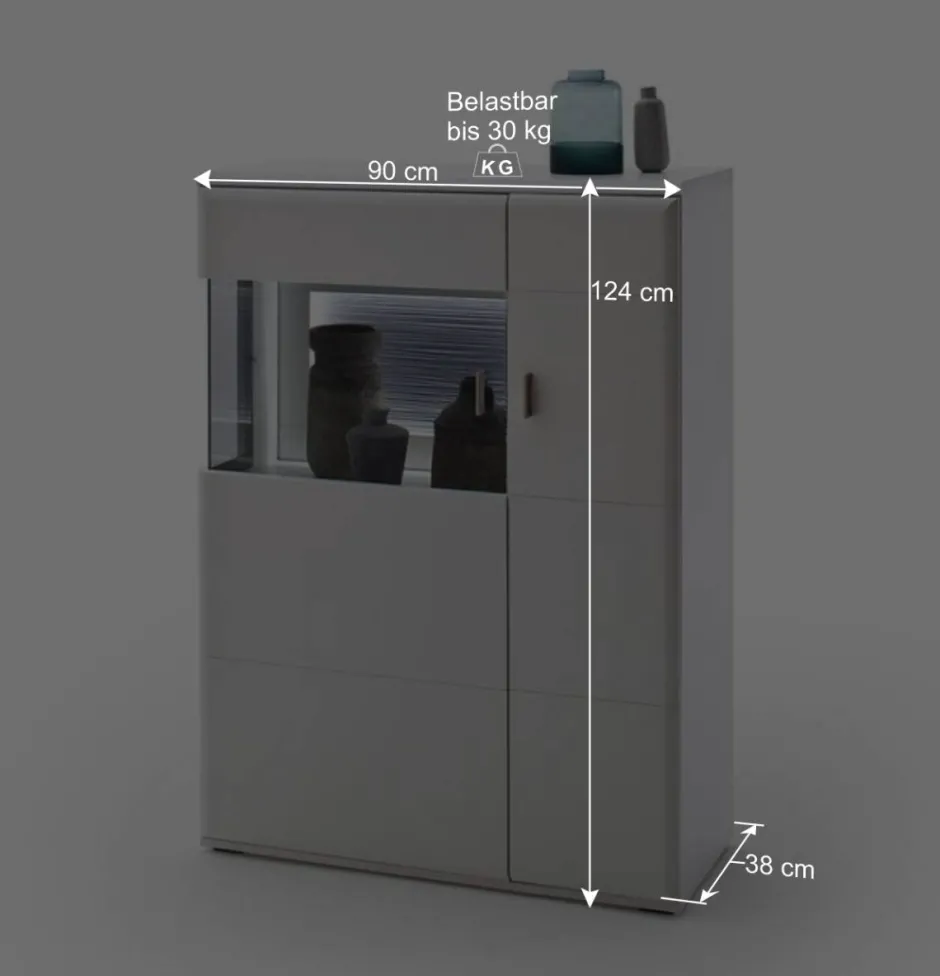 Schrankwand Wohnzimmer in Weiß - Hazime (vierteilig)^Wohnen