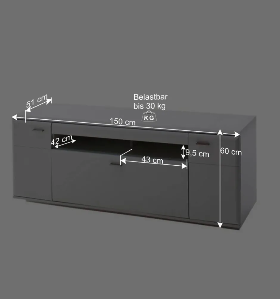 Schrankwand Wohnzimmer in Weiß - Hazime (vierteilig)^Wohnen