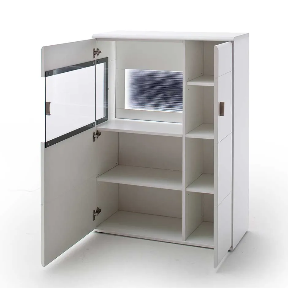 Schrankwand Wohnzimmer in Weiß - Hazime (vierteilig)^Wohnen