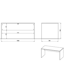 Wohnen Schreibtisch & Rollcontainer 158x79 cm - Contrage (zweiteilig)