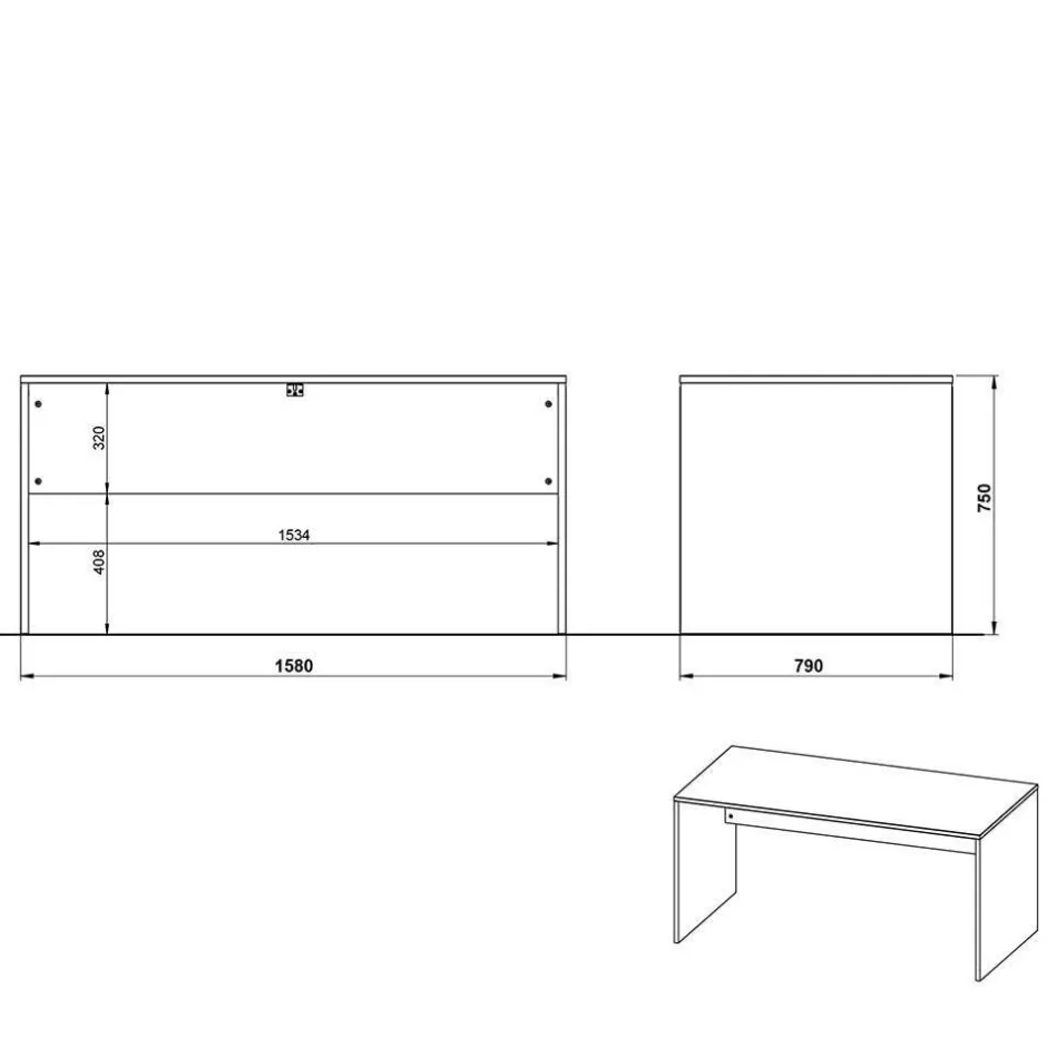 Wohnen Schreibtisch & Rollcontainer 158x79 cm - Contrage (zweiteilig)