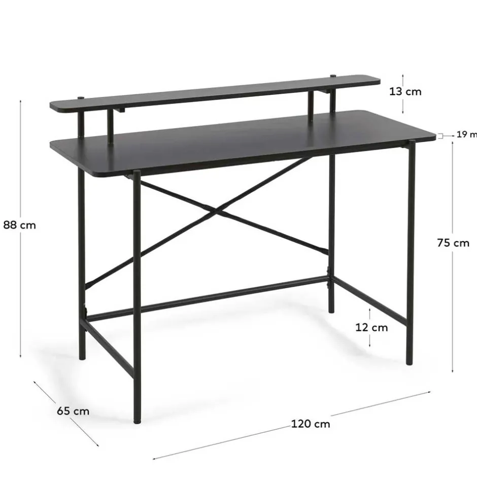Wohnen Schreibtisch aus Metall in Schwarz - Andjes