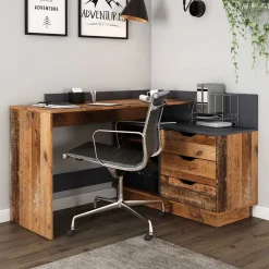 Wohnen Schreibtisch in Altholz Optik und Anthrazit - Egona