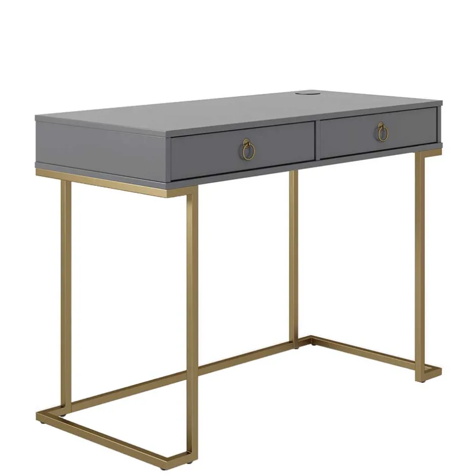 Kinder Wohnen Schreibtisch in Grau und Messing - Woman