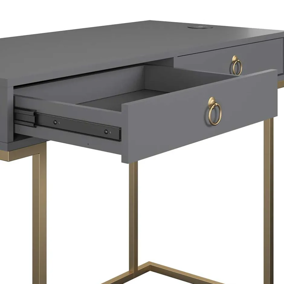 Kinder Wohnen Schreibtisch in Grau und Messing - Woman