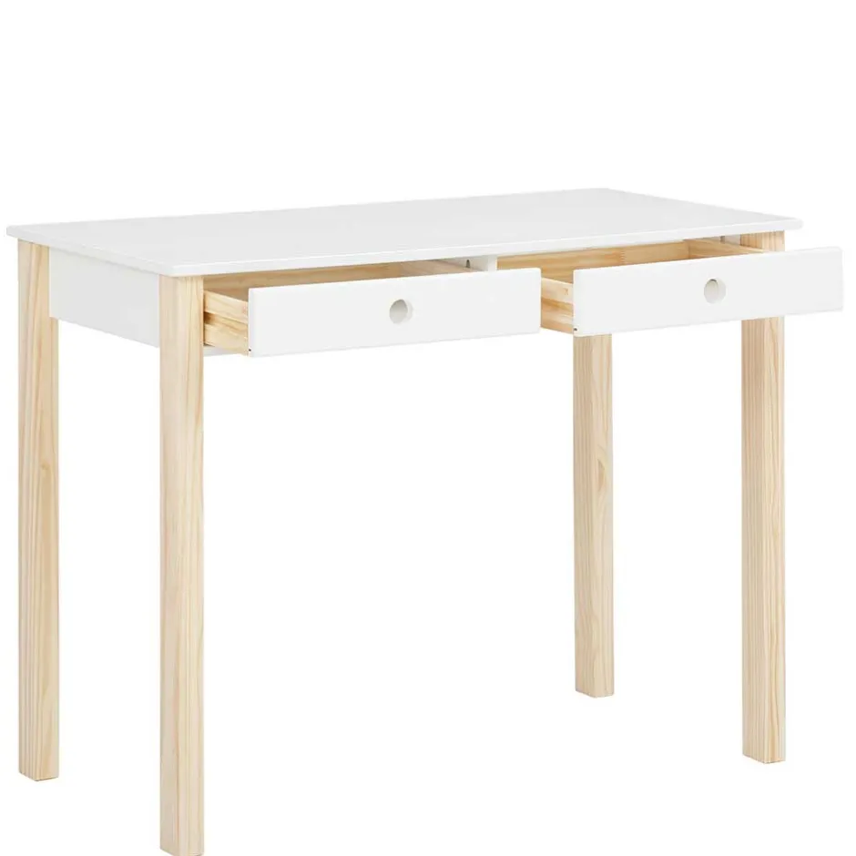 Kinder Wohnen Schreibtisch in Weiß mit Kiefer - Cayman