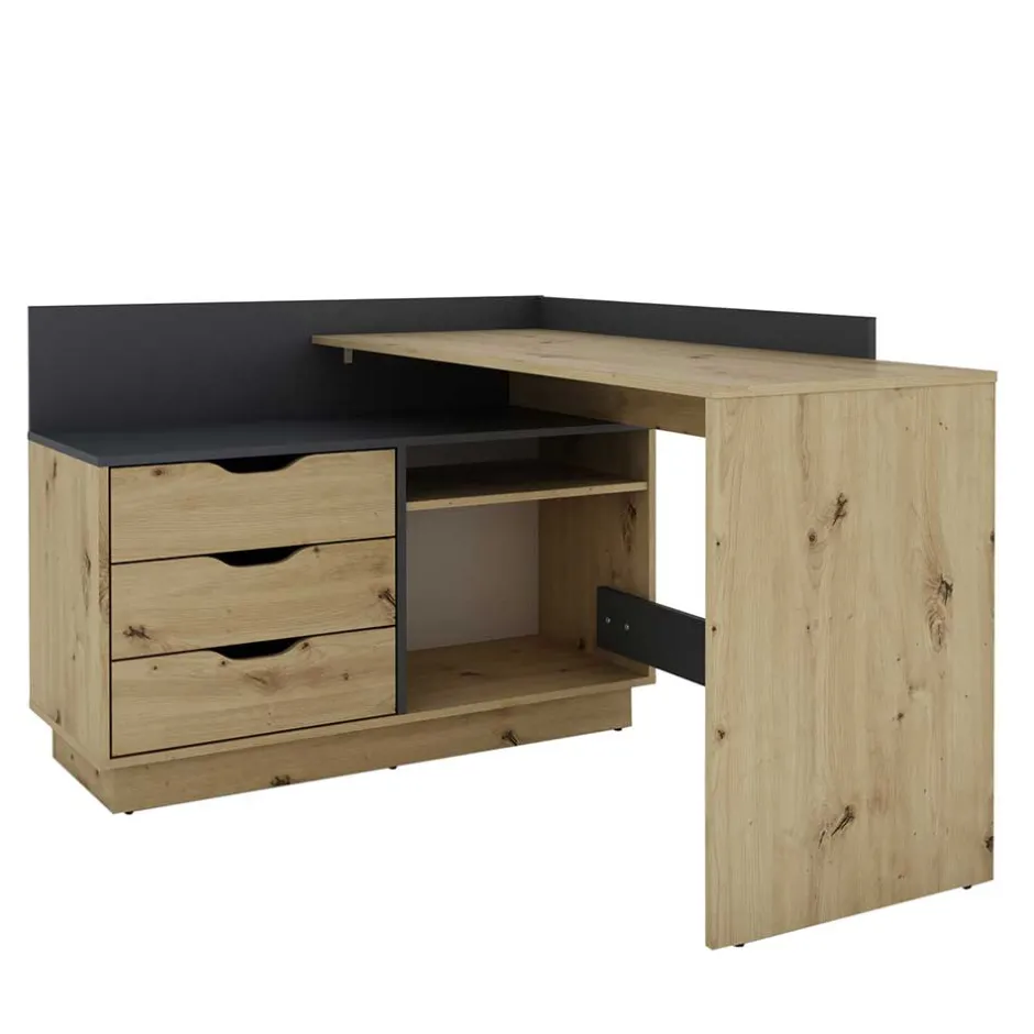 Kinder Wohnen Schreibtisch in Wildeiche NB & Anthrazit - Lician