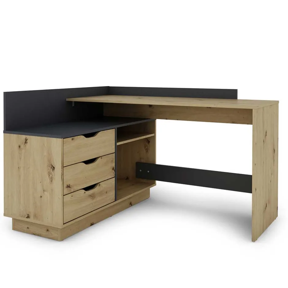 Kinder Wohnen Schreibtisch in Wildeiche NB & Anthrazit - Lician