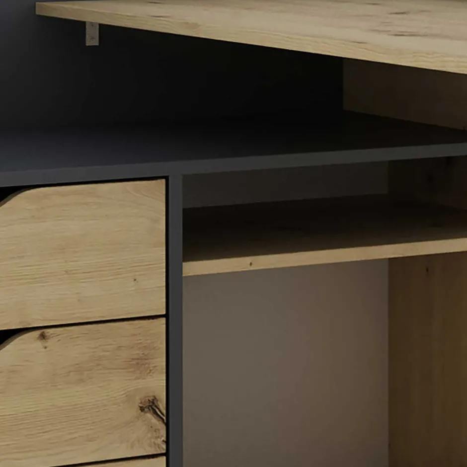 Kinder Wohnen Schreibtisch in Wildeiche NB & Anthrazit - Lician