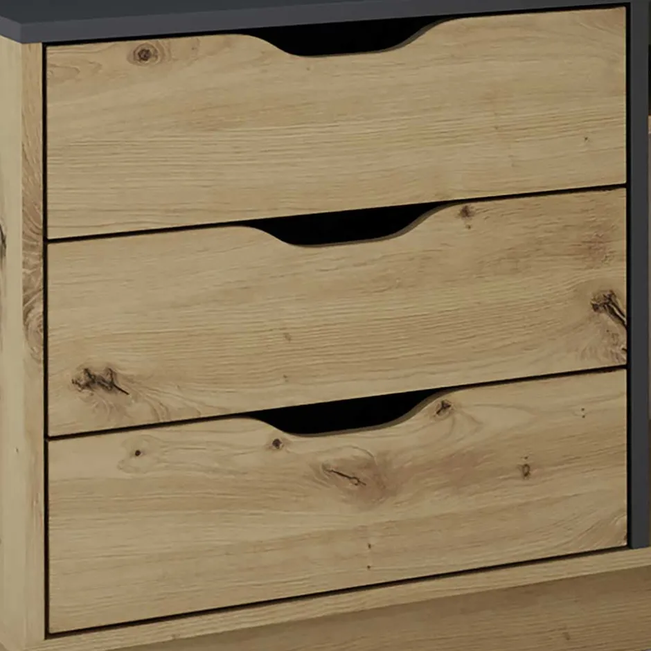 Kinder Wohnen Schreibtisch in Wildeiche NB & Anthrazit - Lician