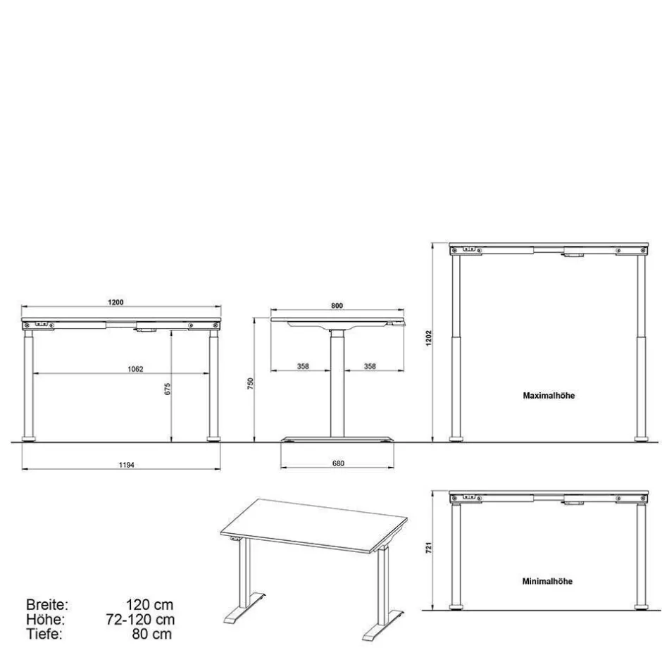 Wohnen Schreibtisch mit elektrischer Höhenverstellung - Rapinus