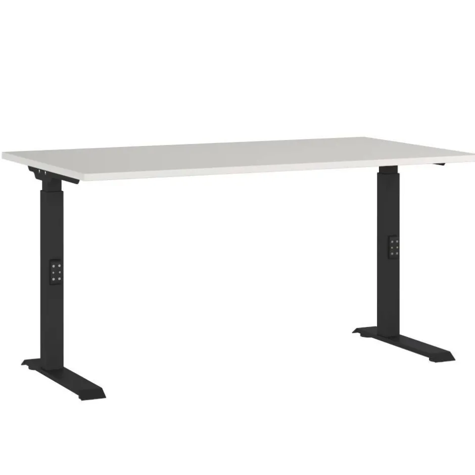 Schreibtisch mit Höhenverstellung in Lichtgrau - Rapinus^Wohnen New