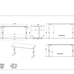 Wohnen Schreibtisch mit Höhenverstellung per Raster - Mirama