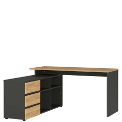 Kinder Wohnen Schreibtisch mit Regal - 4 Fächer & 3 Schubladen - Contrage