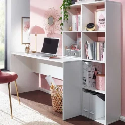 Schreibtisch mit Regal 6 Fächer in Weiß - Intora^Wohnen Outlet